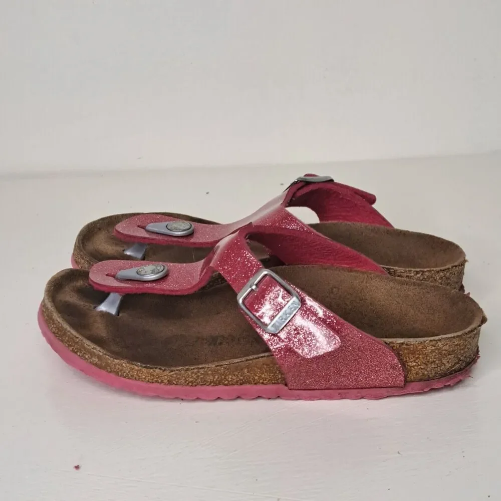 Birkenstock Gizeh Pink Cosmic Glitter Sandals Youth Girls Sz EU 31 13 Narrow